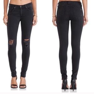 RAG AND BONE DISTRESSED BLACK SKINNY DENIM